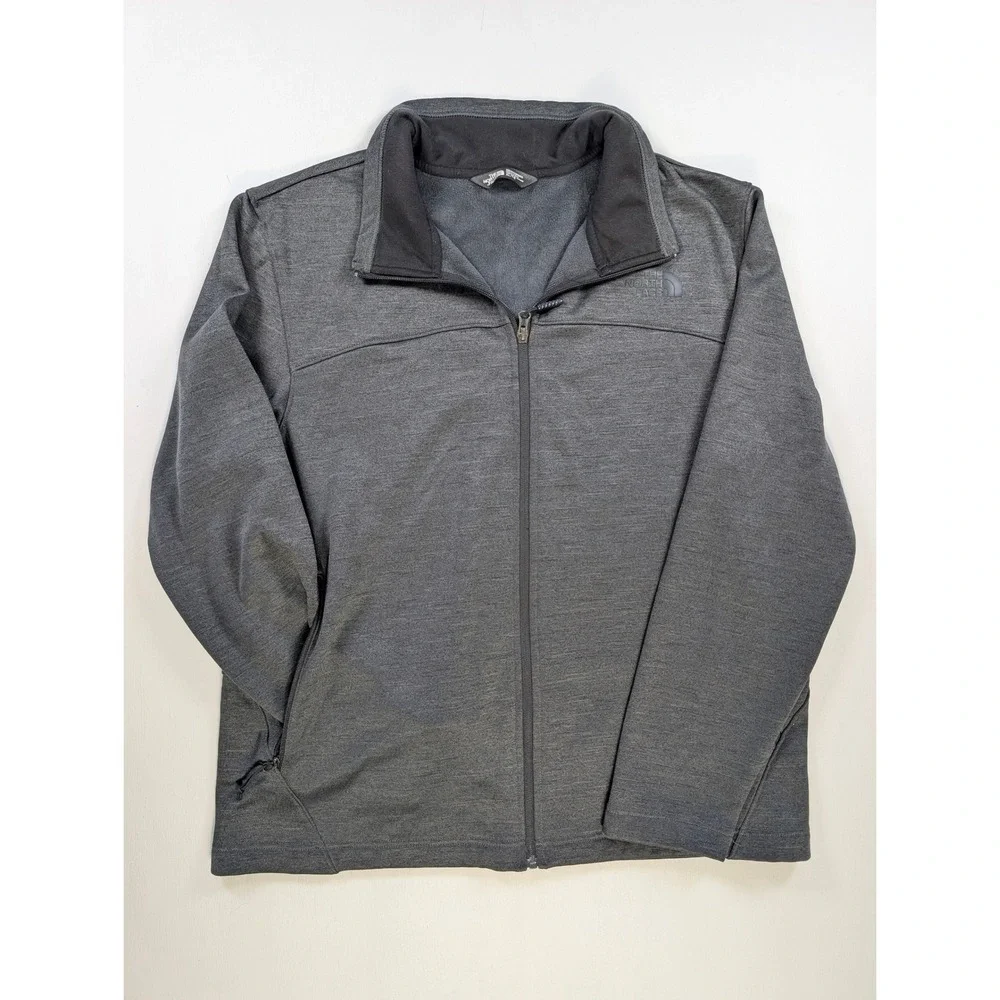 The North Face Mens XL Full Zip Fleece Jacket Charcoal Grey Heathered Softshell